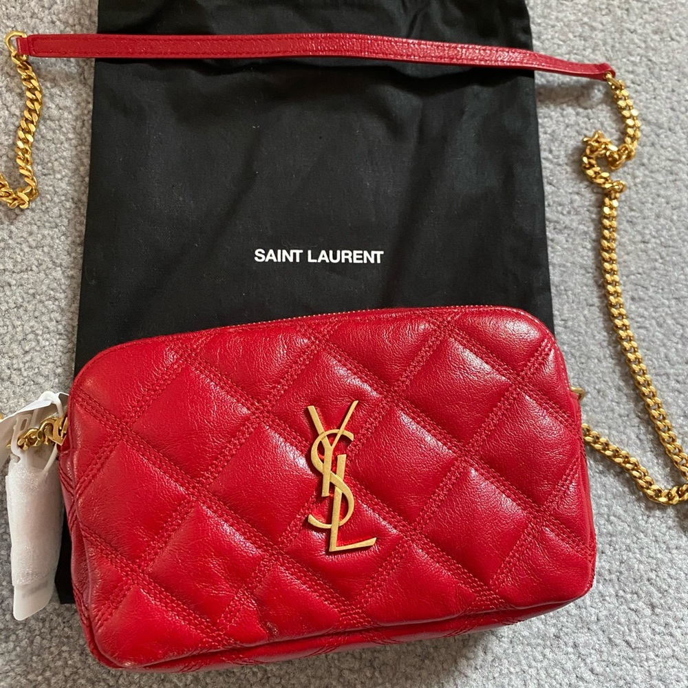 NWT Red Saint Laurent Becky Quilted Leather Bag